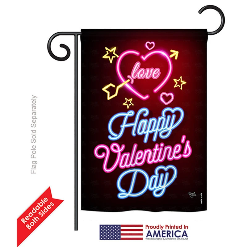 Breeze Decor Neon Valentines Love, Seasonal Vertical Garden Flag 13"x18.5" 4 Breeze Decor Neon Valentines Love, Seasonal Vertical Garden Flag 13"x18.5" - Image 2