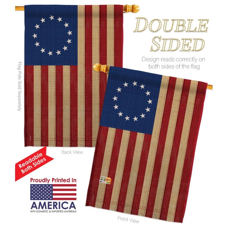 Breeze Decor Betsy Ross Vintage Americana Historic House Flag Set 4 Breeze Decor Betsy Ross Vintage Americana Historic House Flag Set - Image 2