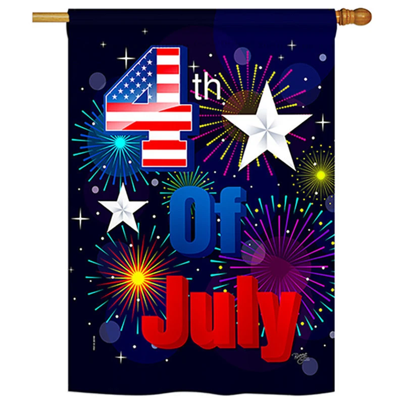 Breeze Decor Fireworks July 4th Americana, Seasonal Fourth Of July House Flag 28"x40" 3 Breeze Decor Fireworks July 4th Americana, Seasonal Fourth Of July House Flag 28"x40"