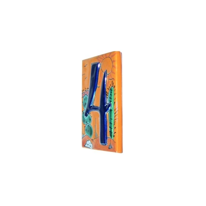 Fine Crafts & Imports Desert Talavera Ceramic House Number Four 4 Fine Crafts & Imports Desert Talavera Ceramic House Number Four - Image 2