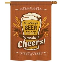 Breeze Decor It's Always Beer O'Clock Happy Hour And Drinks, Vertical House Flag, 28"x40"