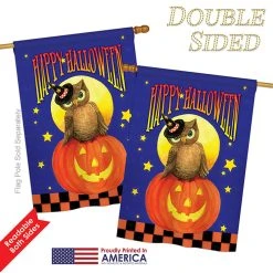 Breeze Decor Owl On Jack-O-Lantern Halloween Vertical Garden Double Sided Flag, 28"x40" 8 Breeze Decor Owl On Jack-O-Lantern Halloween Vertical Garden Double Sided Flag, 28"x40" -Mayne Store f8a1b0d40c7ec57e 5818 w800 h800 b1 p0