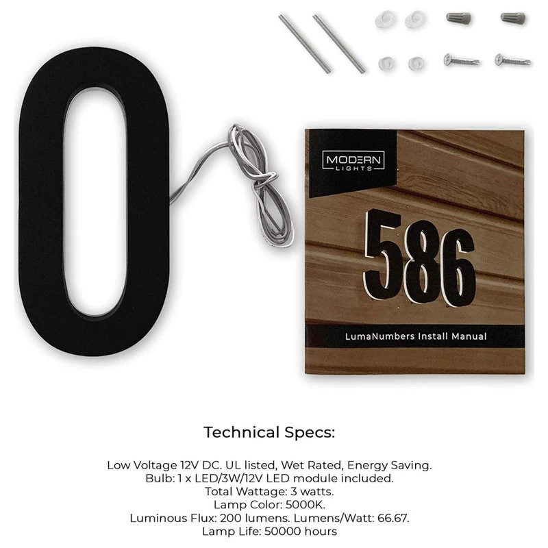 Modern Lights 5 In ABS Backlit LED Floating Address Number, Up-Scale Modern Look LumaNumbers, 4 Modern Lights 5 In ABS Backlit LED Floating Address Number, Up-Scale Modern Look LumaNumbers, - Image 2