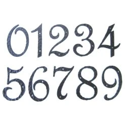 Bushere & Son Iron Studio Inc. Rustic Spanish Style Hammered Wrought Iron Address Number, Black, 4"