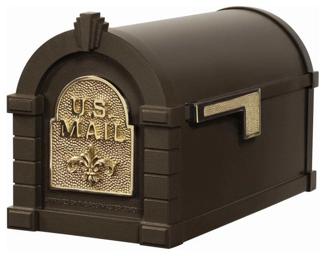 Gaines Mfg Keystone Curbside Bronze Mailbox, Polished Brass, Fleur-De-Lis 3 Gaines Mfg Keystone Curbside Bronze Mailbox, Polished Brass, Fleur-De-Lis