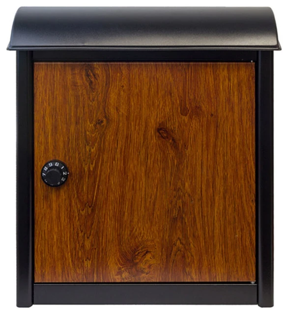 QualArc Leece Wall Mounted Mailbox With Wood Finish Door And Combo Lock, Black 3 QualArc Leece Wall Mounted Mailbox With Wood Finish Door And Combo Lock, Black