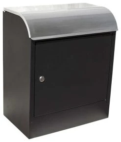 QualArc Selma Stainless Steel Locking Mail & Parcel Box - Black