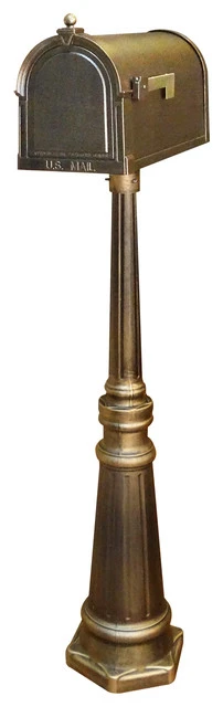 Special Lite Products Company Berkshire Curbside Mailbox With Tacoma Mailbox Post Unit, Hand Rubbed Bronze