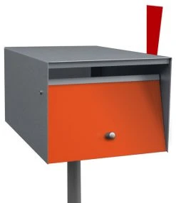 FOS Designs USA Rural Stainless Steel (Casing) Mailbox (No Lock W/Flag), Orange