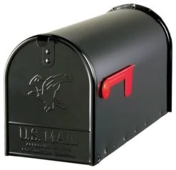 Solar Group Gibraltar E1600B00 Elite Post Mount Mailbox With Steel Latch, Black, Large