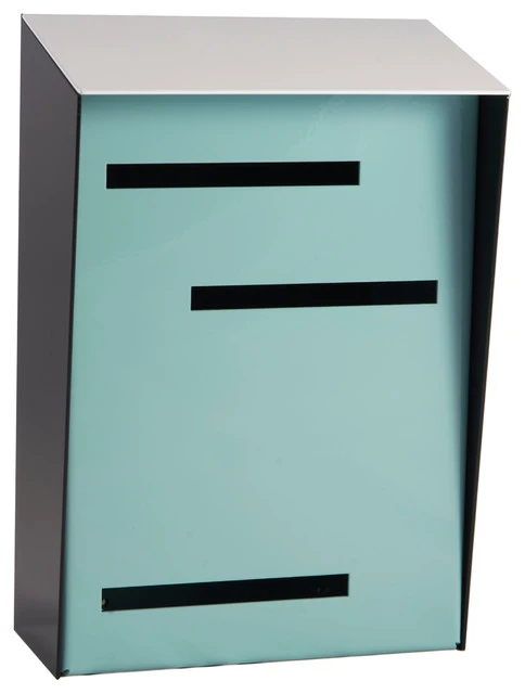 Mid Century Modern Mailbox, Tri Tone White, Vertical Large, Robin Egg 3 Mid Century Modern Mailbox, Tri Tone White, Vertical Large, Robin Egg