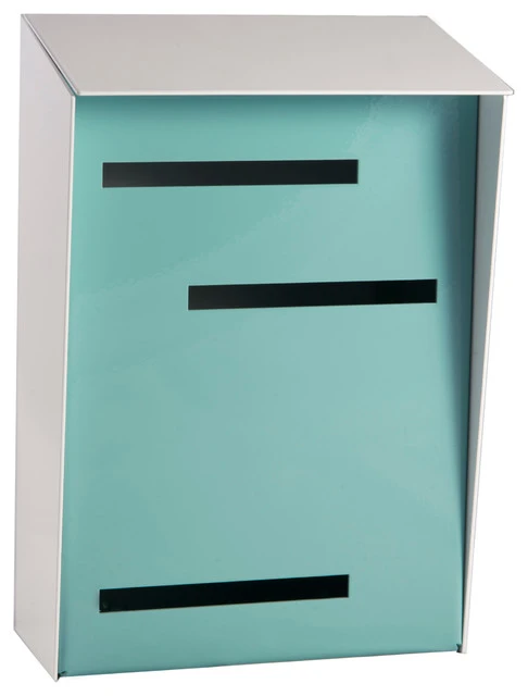 Mid Century Modern Mailbox, Two Tone White, Vertical White, Robin Egg 3 Mid Century Modern Mailbox, Two Tone White, Vertical White, Robin Egg