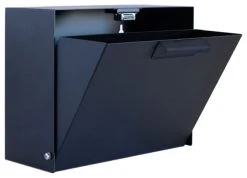 Modern Aspect Cubby Wall Mounted Mailbox + House Numbers, Lock Included, Outgoing Flag, Black, Without Numbers