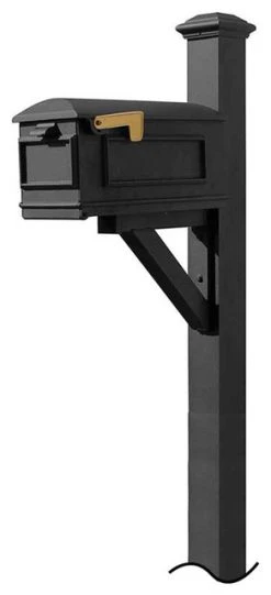 QualArc Westhaven System W/Lewiston Mailbox (No Base) Pyramid Finial - Black