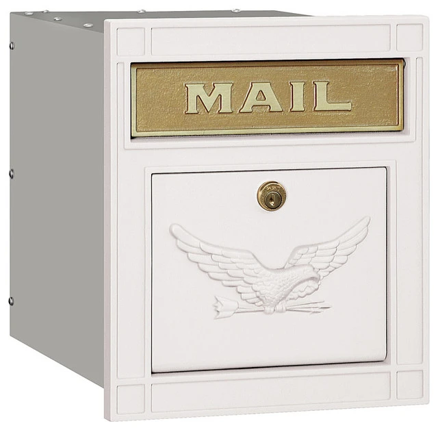Salsbury Industries Locking Cast Aluminum Column Mailbox With Eagle Door, White 3 Salsbury Industries Locking Cast Aluminum Column Mailbox With Eagle Door, White