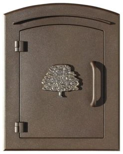 Qual Arc Non-Locking Column Mount Mailbox With "Decorative Oak Tree Logo", Bronze