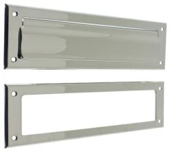 Idh By St. Simons, Inc. Genuine Solid Brass Magazine Mail Plate & Open Back Plate, Polished Chrome