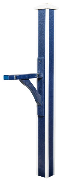 FBUSA Deluxe Mailbox Post With Mounting Hardware, Patriot Blue And White