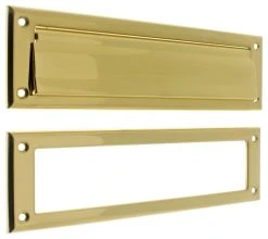 Idh By St. Simons, Inc. Genuine Solid Brass Magazine Mail Plate & Open Back Plate, Polished Brass