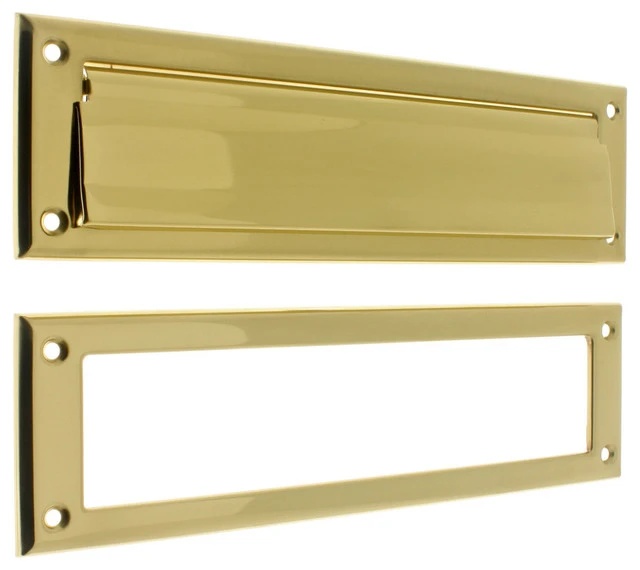 Idh By St. Simons, Inc. Genuine Solid Brass Magazine Mail Plate & Open Back Plate, Polished Brass 3 Idh By St. Simons, Inc. Genuine Solid Brass Magazine Mail Plate & Open Back Plate, Polished Brass