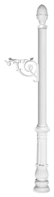 QualArc Lewiston Post Only-Support Bracket, Ornate Base, Pineapple Finial, White 3 QualArc Lewiston Post Only-Support Bracket, Ornate Base, Pineapple Finial, White