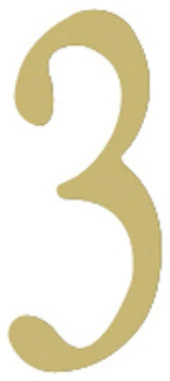 Special Lite Products Company 3" Brass Self Adhesive Address, Number 3