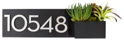 Modern Aspect Vista View House Number Plaque, 24"W X 7"H, Black, With Numbers