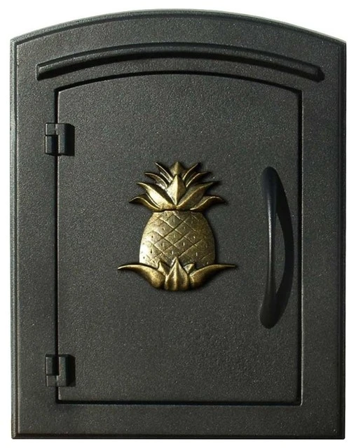 QualArc Non-Locking Column Mount Mailbox With "Decorative Pineapple Logo", Black 3 QualArc Non-Locking Column Mount Mailbox With "Decorative Pineapple Logo", Black