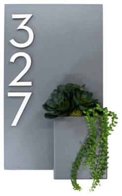 Modern Aspect Curb Appeal House Number Plaque, 12"Wx20"H, Gray, With Numbers