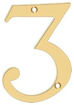 Deltana RN6-3 6" Numbers, Solid Brass, Lifetime Brass