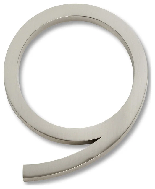 Atlas Homewares Atlas 4.5" Modern Avalon House Number 9, Brushed Nickel 3 Atlas Homewares Atlas 4.5" Modern Avalon House Number 9, Brushed Nickel