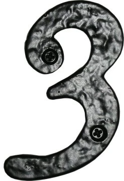 Acorn Manufacturing Co. Acorn 4" Rustic House Number 3, Rough Iron