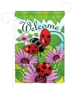 Breeze Decor Welcome Ladybug 2-Sided Impression Garden Flag