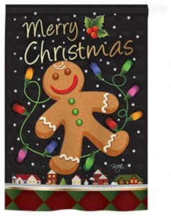 Breeze Decor Christmas Gingerbread 2-Sided Vertical Impression House Flag