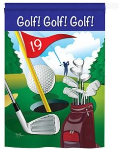 Breeze Decor Sports Golf!, Golf!, Golf! 2-Sided Vertical Impression House Flag