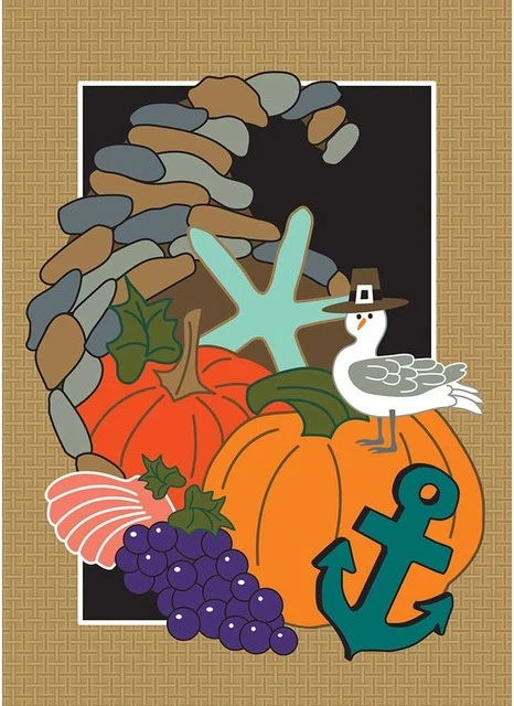 Dicksons Double Applique Costal Thanksgiving Polyester Garden Flag 3 Dicksons Double Applique Costal Thanksgiving Polyester Garden Flag