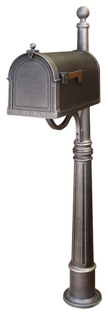 Special Lite Products Company Berkshire Curbside Mailbox With Ashland Mailbox Post Unit, Swedish Silver