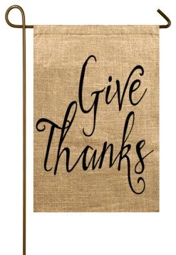 TheWatsonShop Give Thanks Burlap Garden Flag