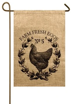 TheWatsonShop Chicken Burlap Garden Flag