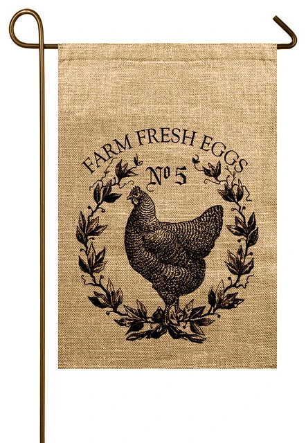 TheWatsonShop Chicken Burlap Garden Flag 3 TheWatsonShop Chicken Burlap Garden Flag