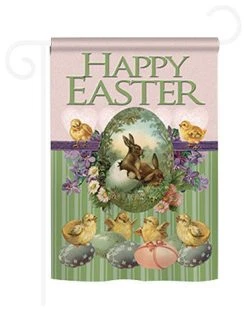 Breeze Decor Easter Bunny With Chicks 2-Sided Impression Garden Flag