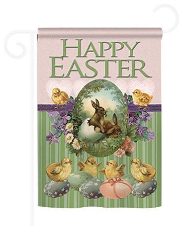 Breeze Decor Easter Bunny With Chicks 2-Sided Impression Garden Flag 3 Breeze Decor Easter Bunny With Chicks 2-Sided Impression Garden Flag