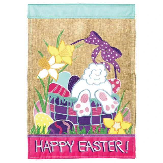 Dicksons Flag Double Applique Happy Easter Burlap Large 3 Dicksons Flag Double Applique Happy Easter Burlap Large