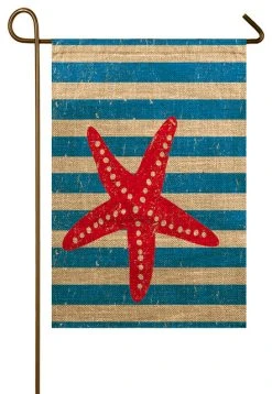 TheWatsonShop Starfish Burlap Garden Flag