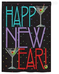 Breeze Decor New Year Martini 2-Sided Vertical Impression House Flag