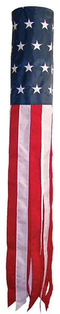 In The Breeze U.S. Stars And Stripes Embroidered Windsock, 60"