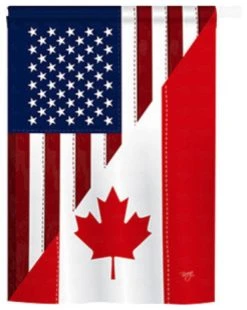 Breeze Decor US Canada Friendship 2-Sided Vertical Impression House Flag