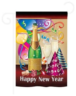 Breeze Decor Happy New Year 2-Sided Impression Garden Flag