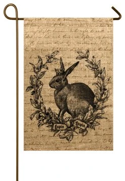 TheWatsonShop Bunny Crest Burlap Garden Flag