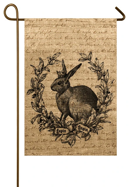TheWatsonShop Bunny Crest Burlap Garden Flag 3 TheWatsonShop Bunny Crest Burlap Garden Flag